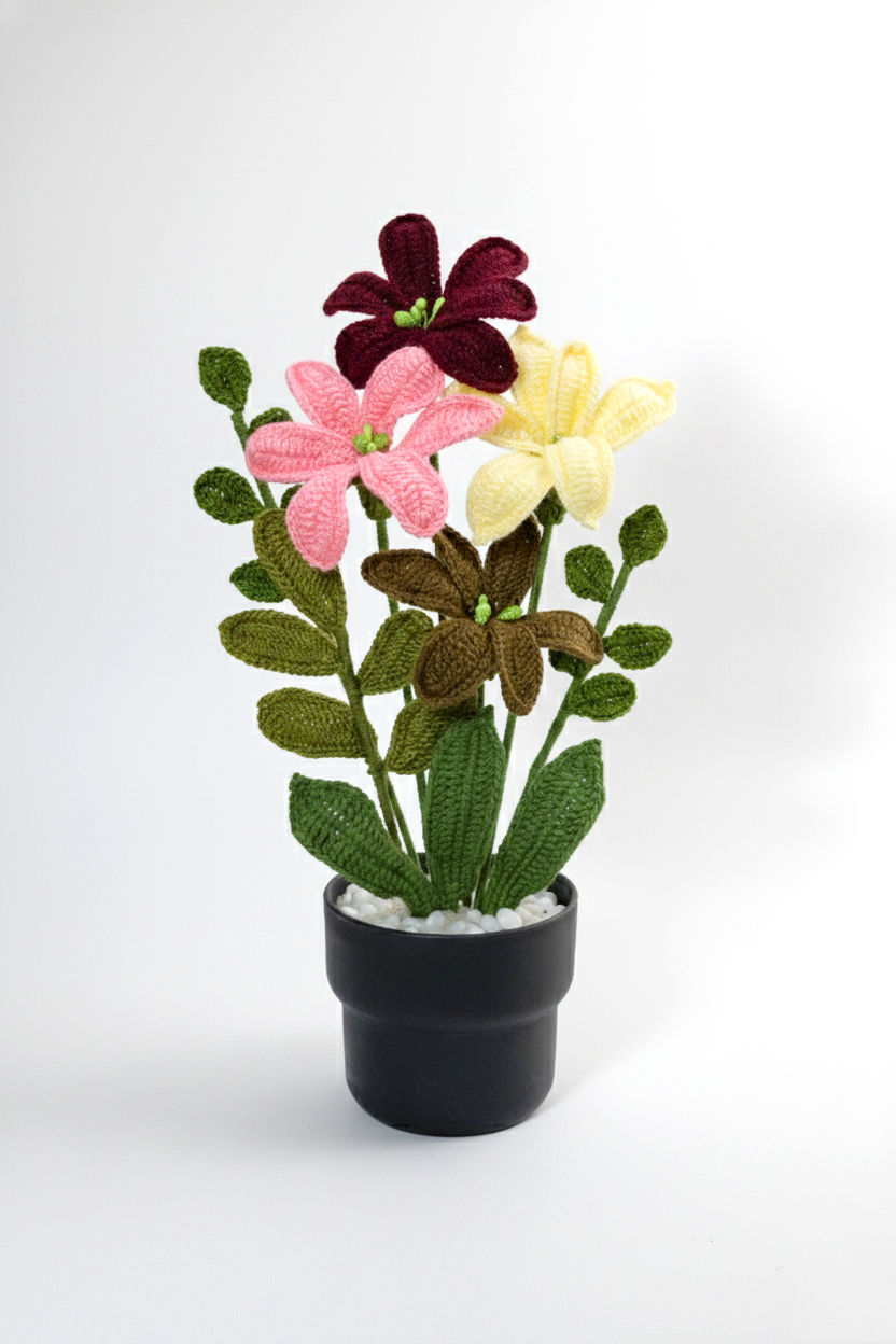 Pastel Lily Blossoms Pot
