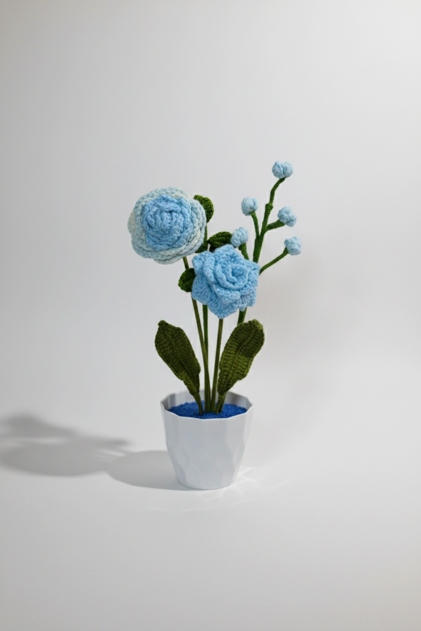Blue Whisper Rose Pot