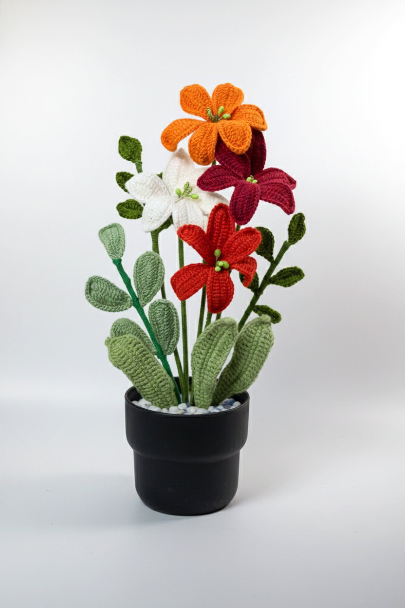 Pastel Lily Blossoms Pot