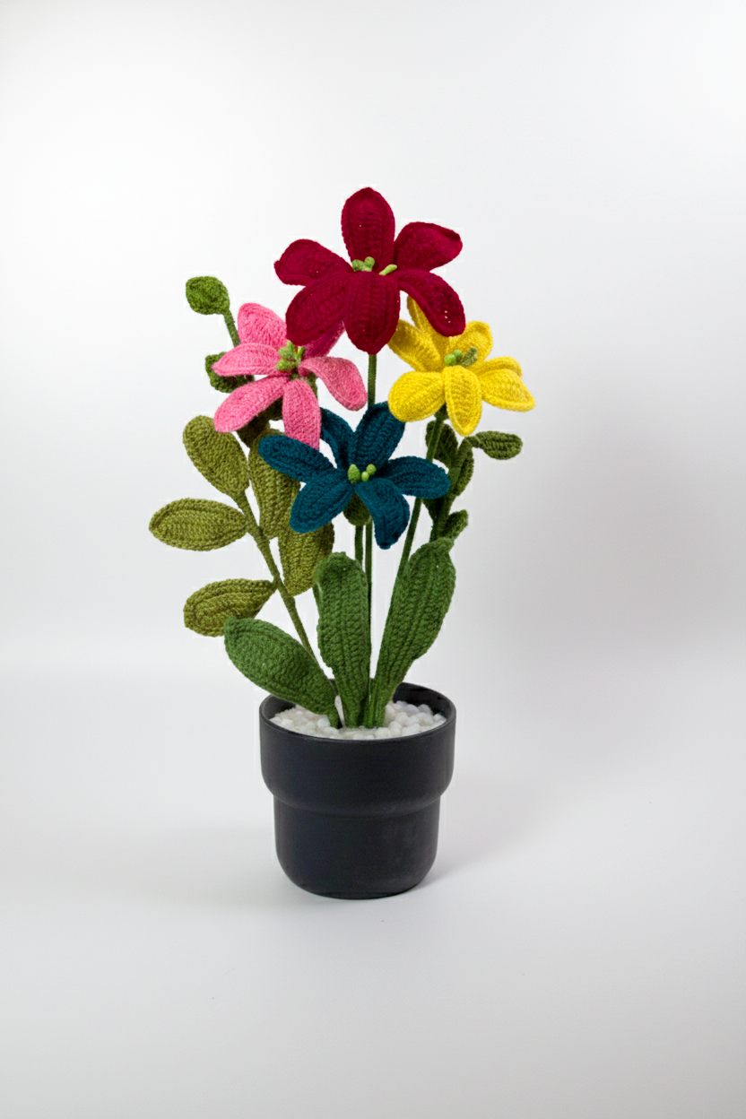 Pastel Lily Blossoms Pot