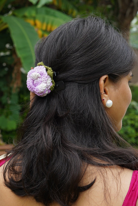 Purple Rose Hair Clip